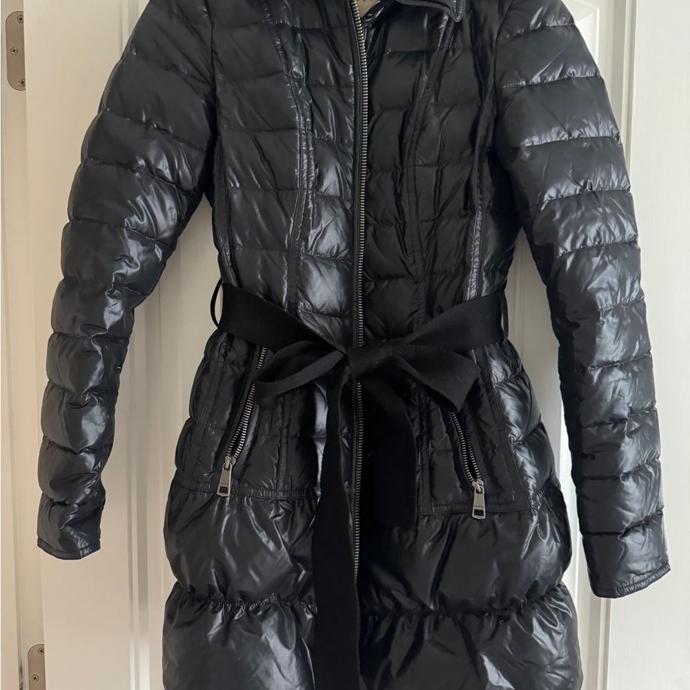 Burberry Black Puffer Coat with Belted Waist